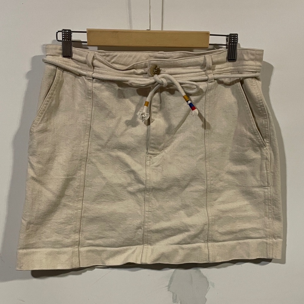 Madewell Cream Mini Skirt with Drawstring Waist